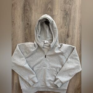 Athleta Light Gray Forever Fleece 1/2 Zip Hoodie